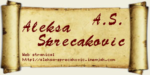 Aleksa Sprečaković vizit kartica
